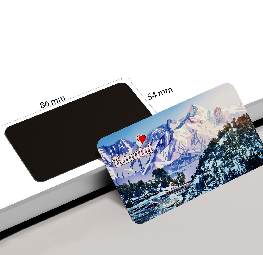 dhcrafts Rectangular Fridge Magnet Multicolor Uttarakhand Kanatal Design Pack of 1 (8.6cm x 5.4cm)